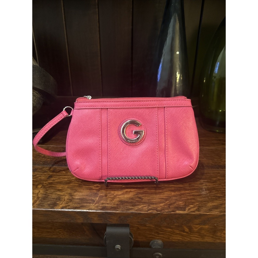 G by Guess Pink  Zipper Wristlet Clutch Small Purse 9"